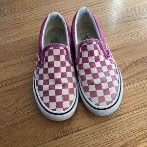Vans women hot pink white checkered slip on sneakers shoes size 5.